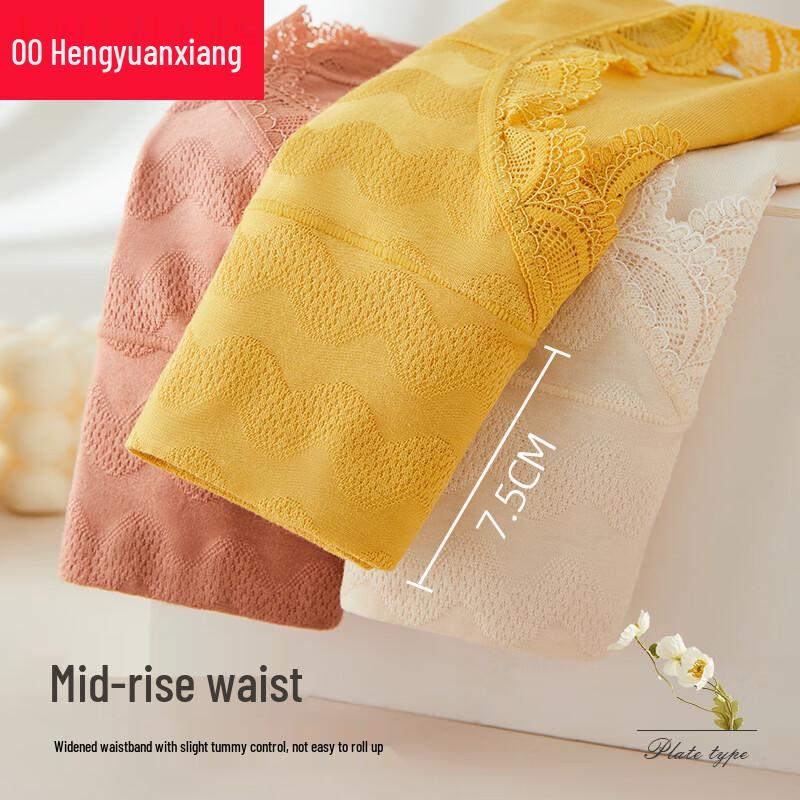 Hengyuanxiang Women's High-Waist Seamless Lace Briefs 3-Pack