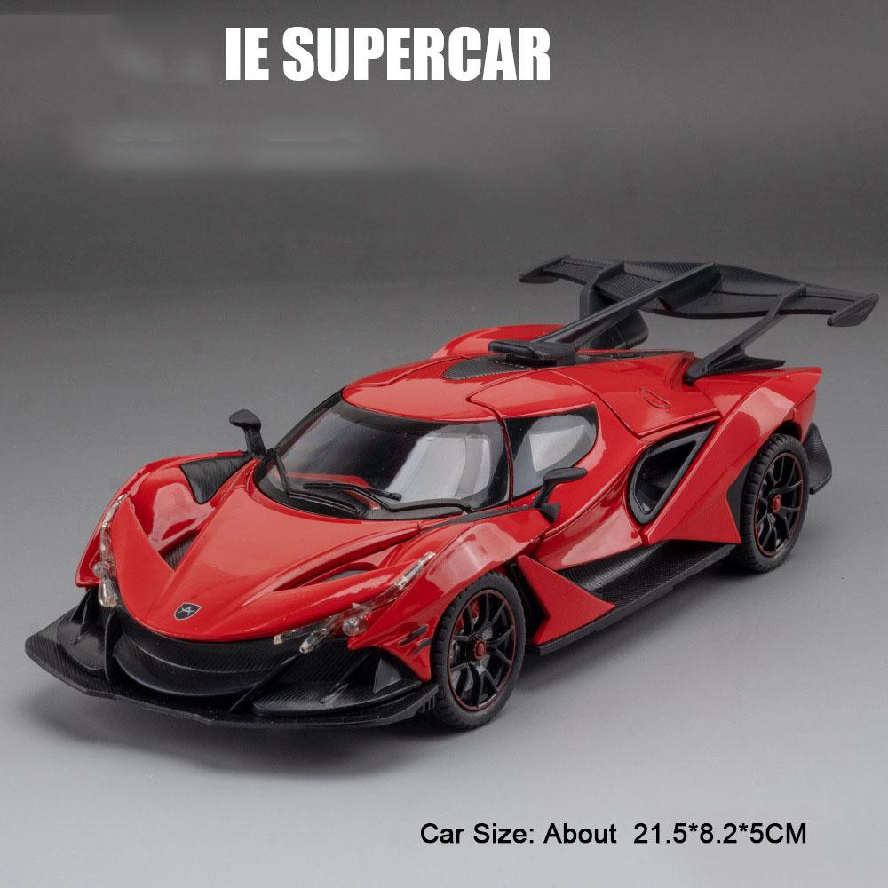 1:24 Scale Apollo IE EVO Super Car Model Toy Sound Light Pull Back Alloy Diecast Doors Opened Models Kids Home Decoration