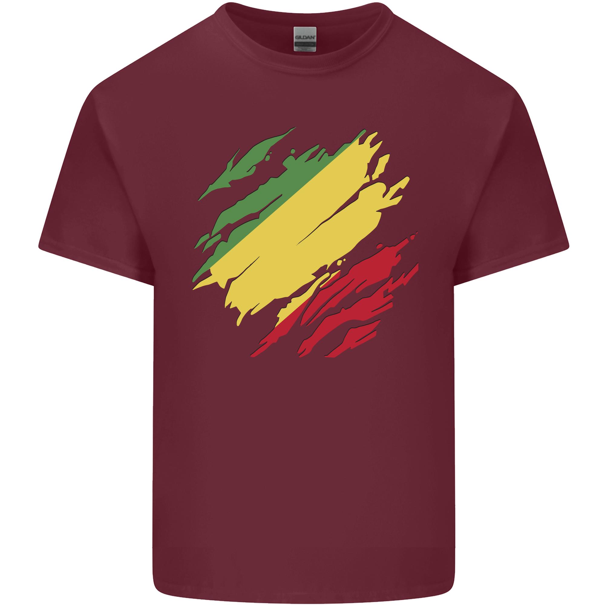 Torn Republic of the Congo Flag Day Football Unisexs Light Cotton TShirt S