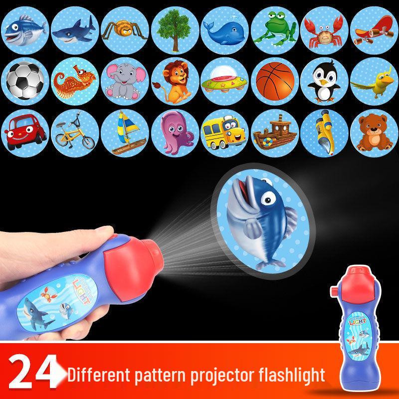 Children's Dinosaur Cartoon Projection Flashlight with 24 Slides - Early Education Toy
