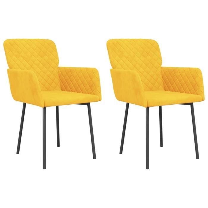 VidaXL Chaises de salle à manger 2 pcs Jaune Velours 344786