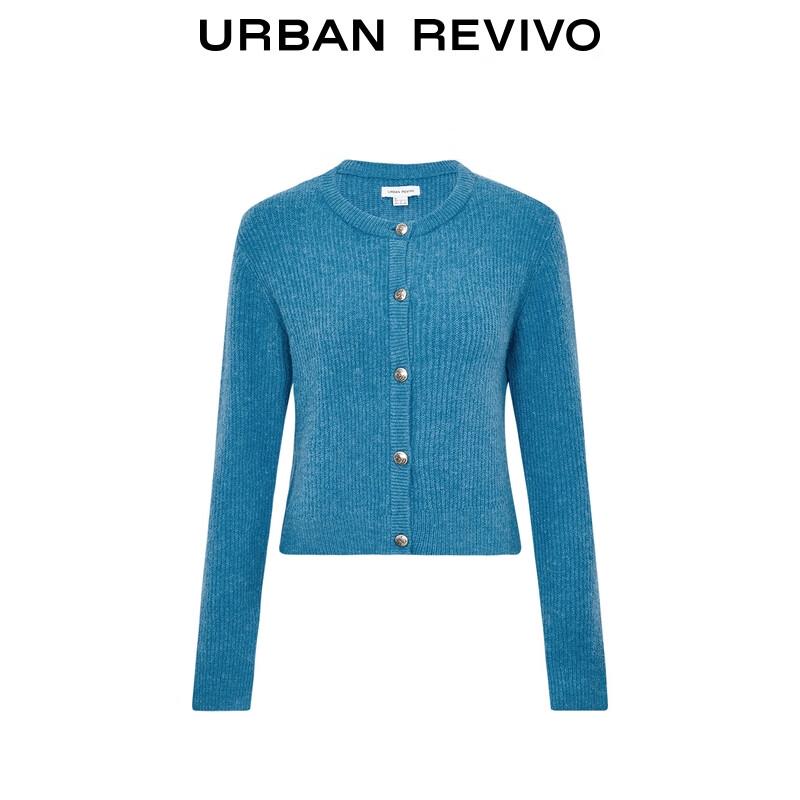 UR 2025 Women's Metal Button Round Neck Knitted Cardigan