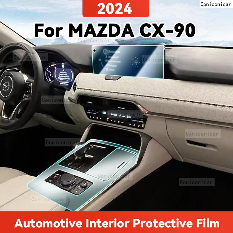 For MAZDA CX-90 2024 Auto Transparent TPU Protective Film Car Interior Central Control Navigation Panel Sticker