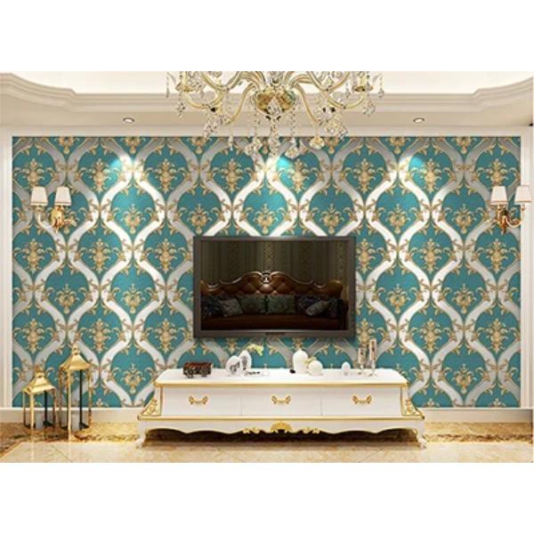 Europäischer Stil Damaskus Tapete Wohnzimmer TV Sofa Schlafzimmer 3D Relief Vlies Nachttisch Wandpapier Luxus Heimdekor 3D Tapeten