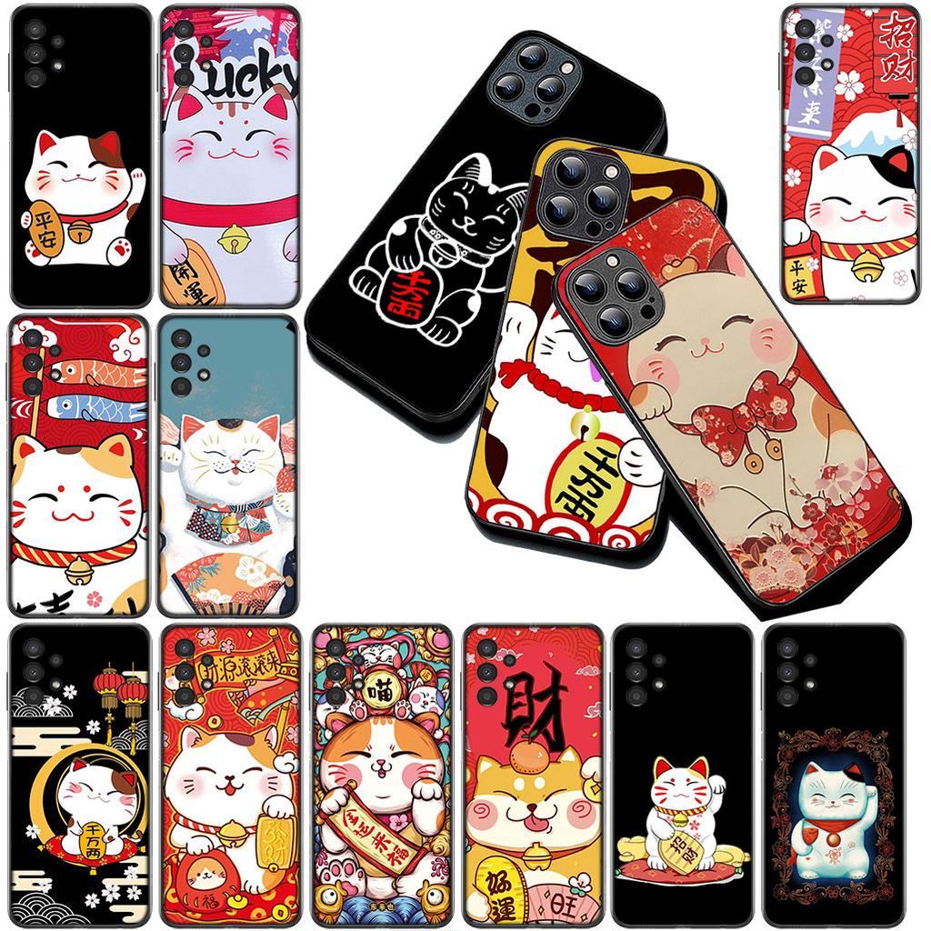 Protective Cover for Samsung Galaxy S20 S22 S21 FE Ultra Plus A07 A17 A15 A16 A25 A57 A37 Casing Phone Case Lucky Money Cat