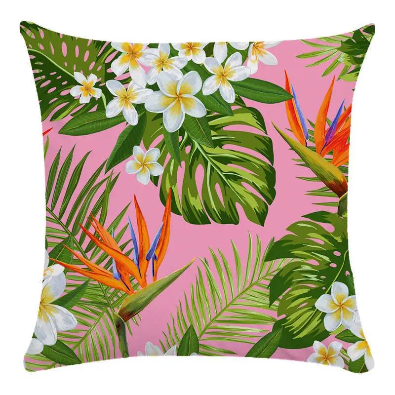 Colorful Parrot Flower Oil Painting Pattern Cushion Cover Sofa Decorative Pillow Cover Floral Pillowcase Home Decor 45X45Cm