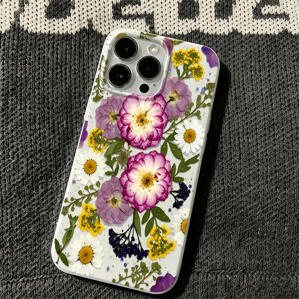 Luxury Flower Pattern Phone Case For Iphone 11 12 13 14 Plus 15 16 17 Pro Max 17Air Phone Cover Non-Yellowing Coque Funda