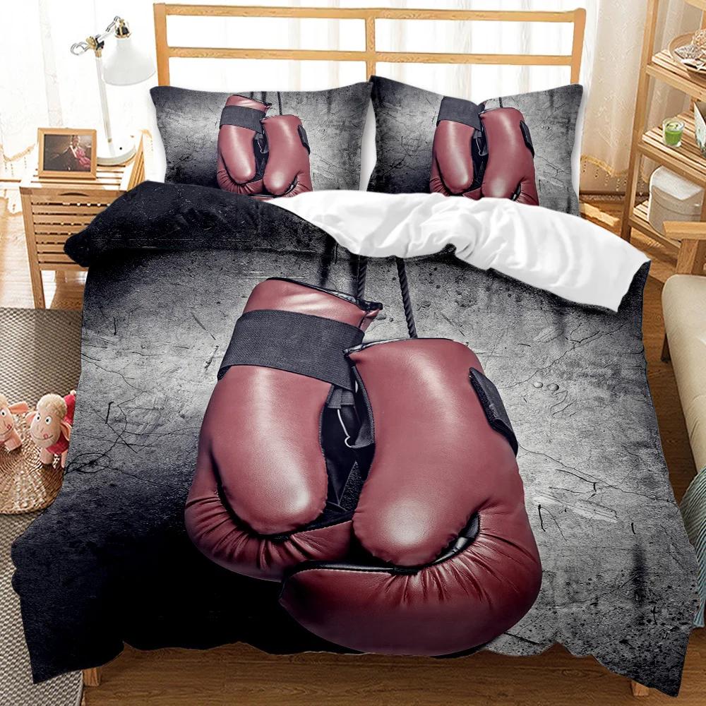 Boxing Games Duvet Cover Set Red Blue Boxing Bedding Set Competitive Sports Boxing Game Double Queen King Polyester Quilt Cover