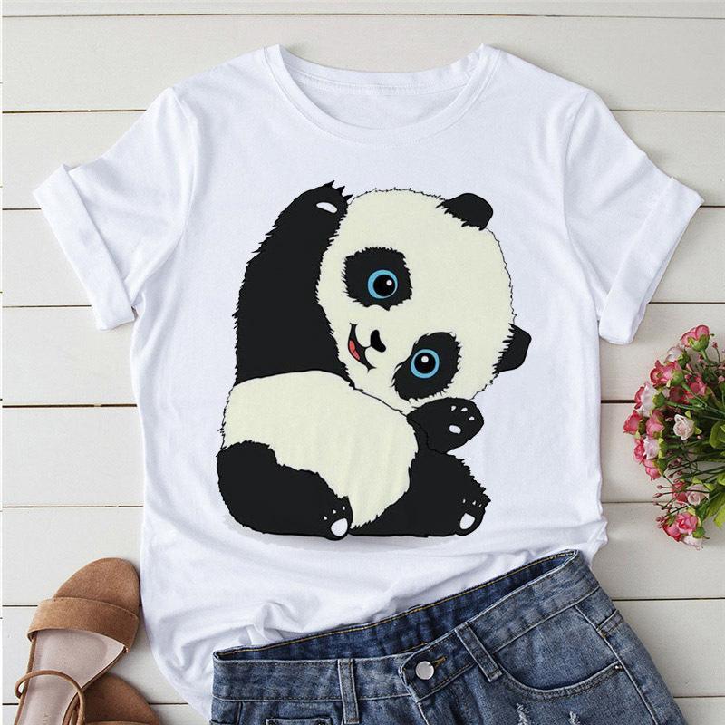 Summer Tshirts Cartoon T Shirt Unisex Kawaii Panda Yoga Print Graphic T Shirts Cute Girl Harajuku Anime Cartoon Female Clothes