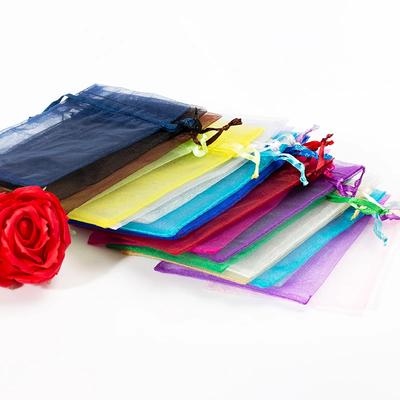 100pcs Chocolate Gift Bags Transparent Chiffon Drawstring Organza Bags Christmas New Year Valentine's Day Party Candy Box