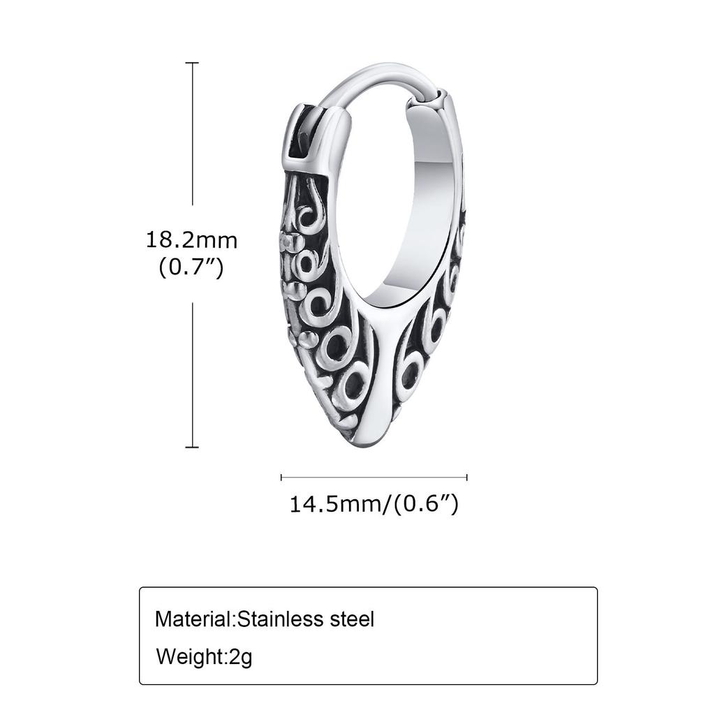 Gothic Hoop Earrings for Men Boys, Rock Punk Stainless Steel Stylish Huggie Hoops Ear Gifts for Him Jewelry