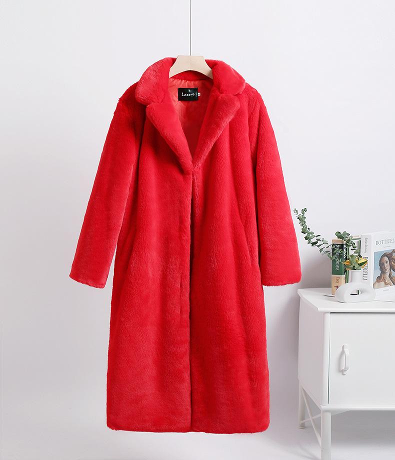 Fur jacket extended large size women's imitation rabbit fur coat to keep warm in winter