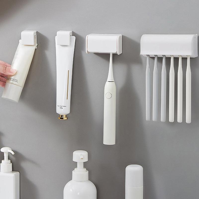 Wall Mounted Toothbrush Holder Facial Cleanser Stand Toothpaste Storage Rack
