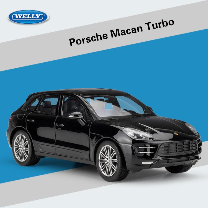 Масштаб 1/24 WELLY Porsche Macan Turbo, модель автомобиля из сплава, литье под давлением, металлические игрушечные автомобили, модель автомобиля, коллекция высокой имитации, детские подарки