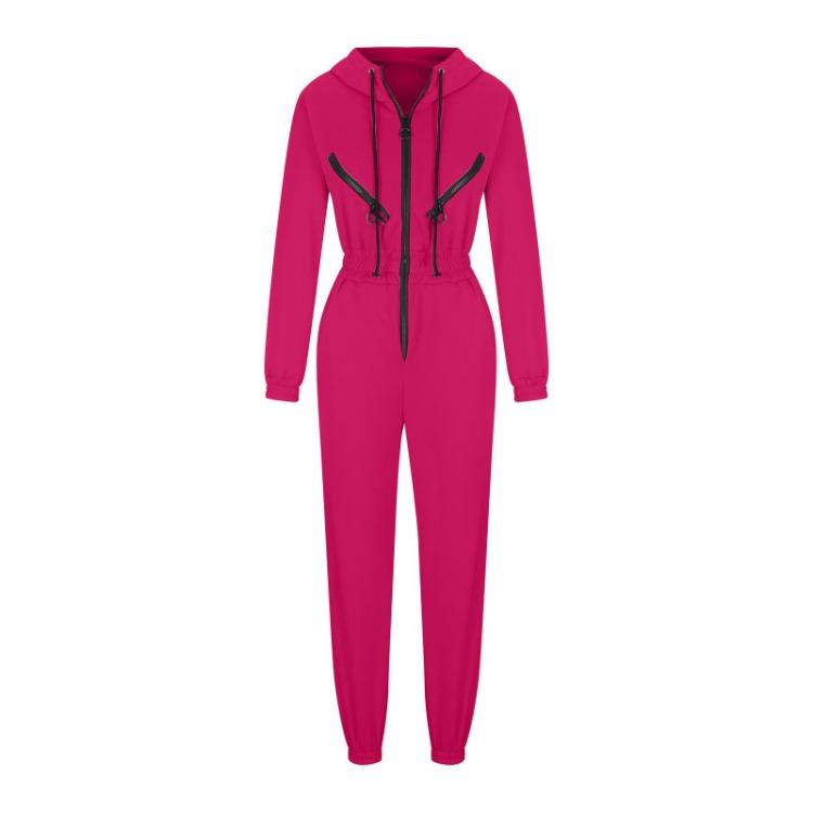 Women Autumn Winter Solid Color Hooded Bodysuit Top with Wide Leg Pants Loose Long Sleeve O Neck Hoodies Suit
