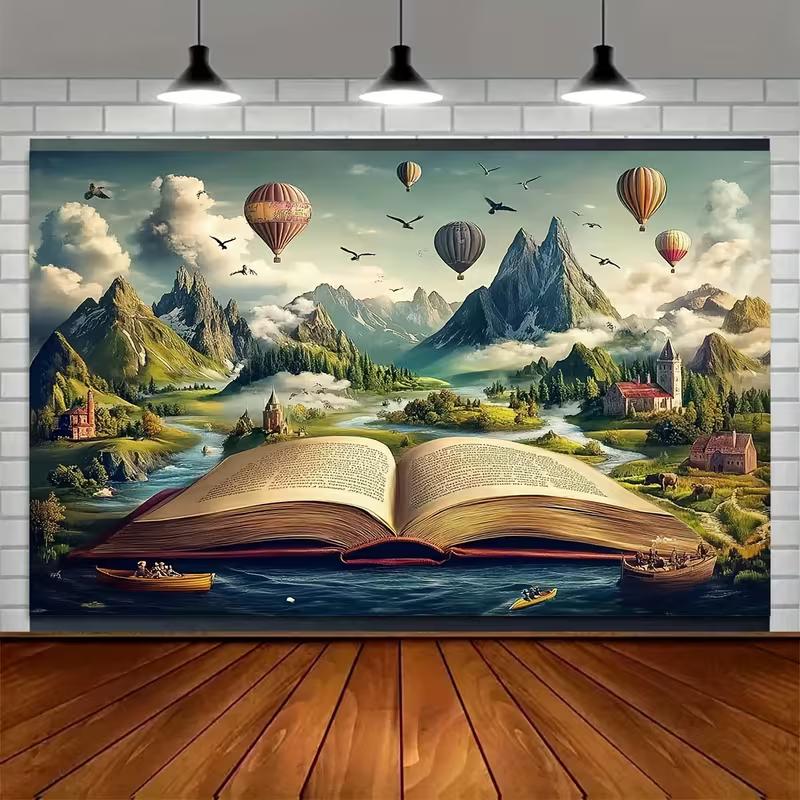 2D Magical Storybook Backdrop Mountain Landscape Photography Background