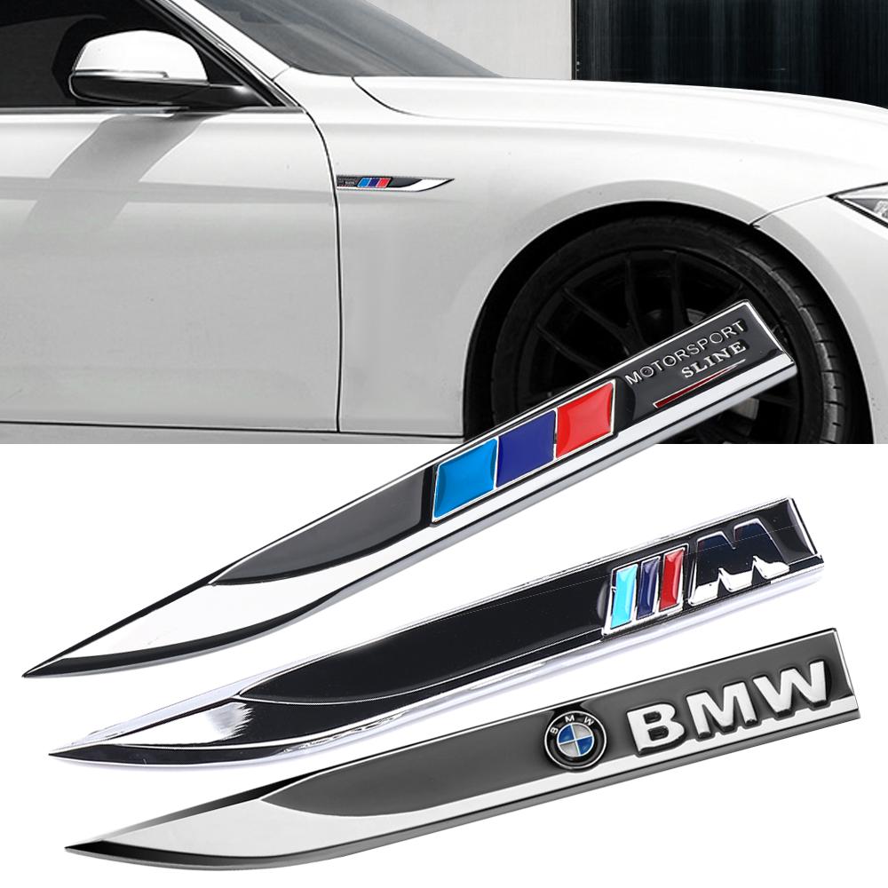 2Pcs Metal Emblem Car Mark Side Wing Badge Sticker Body Fender Decal For BMW M E46 E90 F10 F30 G20 Performance X5 E92 E87 G30
