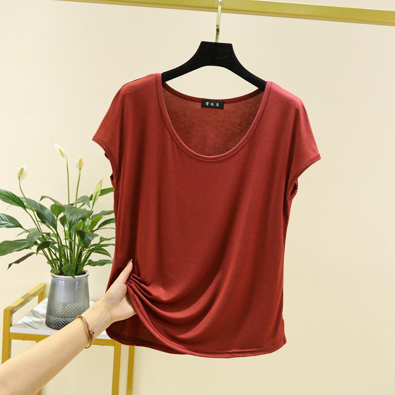 Women's Modal Sleeveless Thin Base Layer T-Shirt - Round Neck, Loose Fit, Plus Size, Solid Color, Slimming Top for Spring/Summer