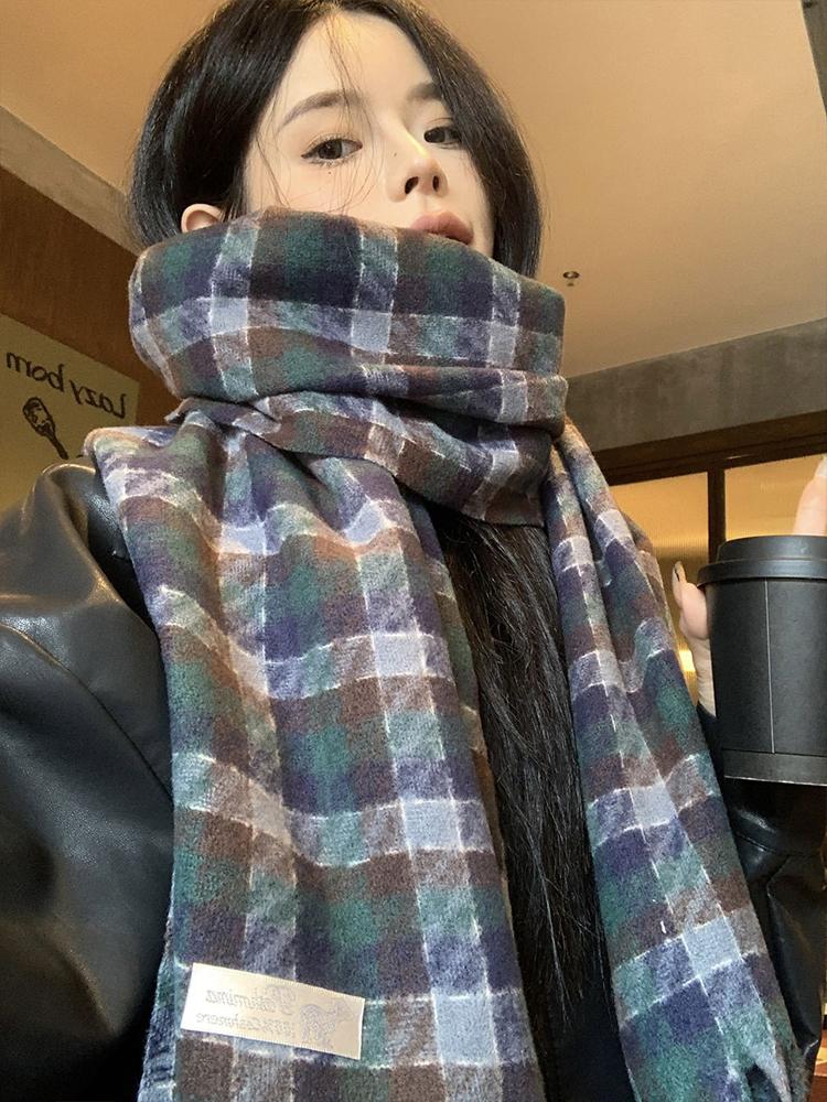 Women Winter Knitted Scarf Headscarf Ladies Men Casual Classic Plaid Tassel Scarve Mujer Male Foulard Long Wrap Shawl New Korean