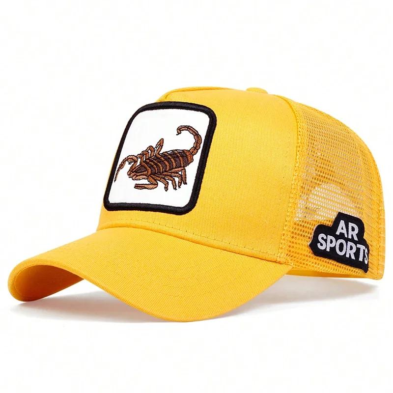 Unisex Scorpion Embroidery Baseball Net Caps Outdoor Adjustable Spring and Summer Casual Sunscreen Hat