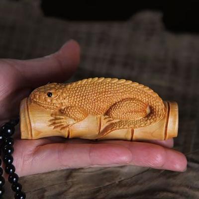 Wood Carving Robin- Lizard Small Animal Decoration Model Hand Carving Cute Home Decoration Pendant Figurine Decoration