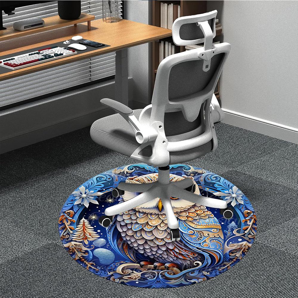 1PCWinter Fantasy Office Round Area Rug, Indoor Mat Suitable For Office, Under Office Chairs Bedroom Living Room Home Decor, Room Deco027