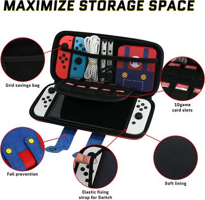 Pouzdro EVA Storage Switch Kompatibilní s Nintendo Switch/OLED Pouzdro Roztomilý přenosný Switch s 10 držáky na hry pro Mario