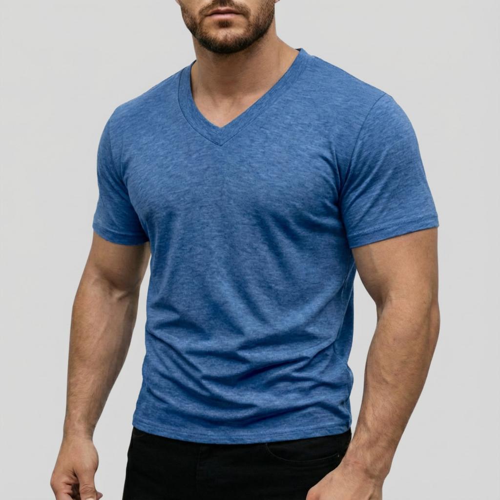Herren Casual -farbig Elastisches Gewebe Kurzärmlig Rundhals Oberteil
