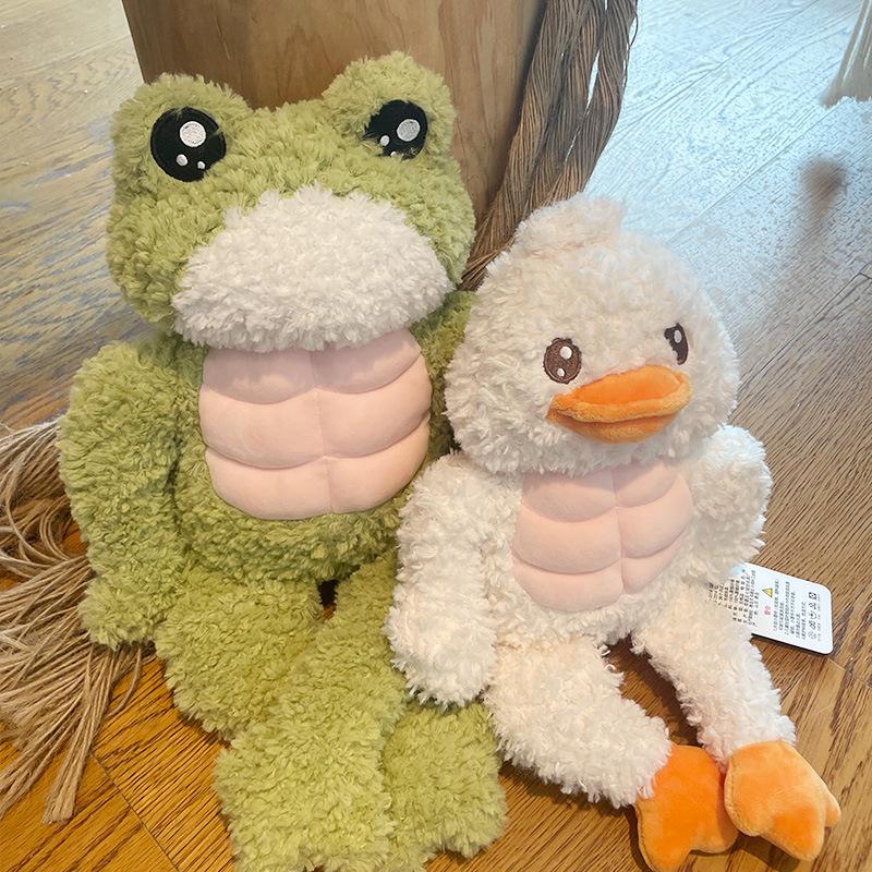 

Funny Ugly Cute Duck Duck Doll Muscle Frog Plush Toy Green Throw Pillow Doll Men And Women Birthday Gift Sand Sculpture Small total length 35cm
