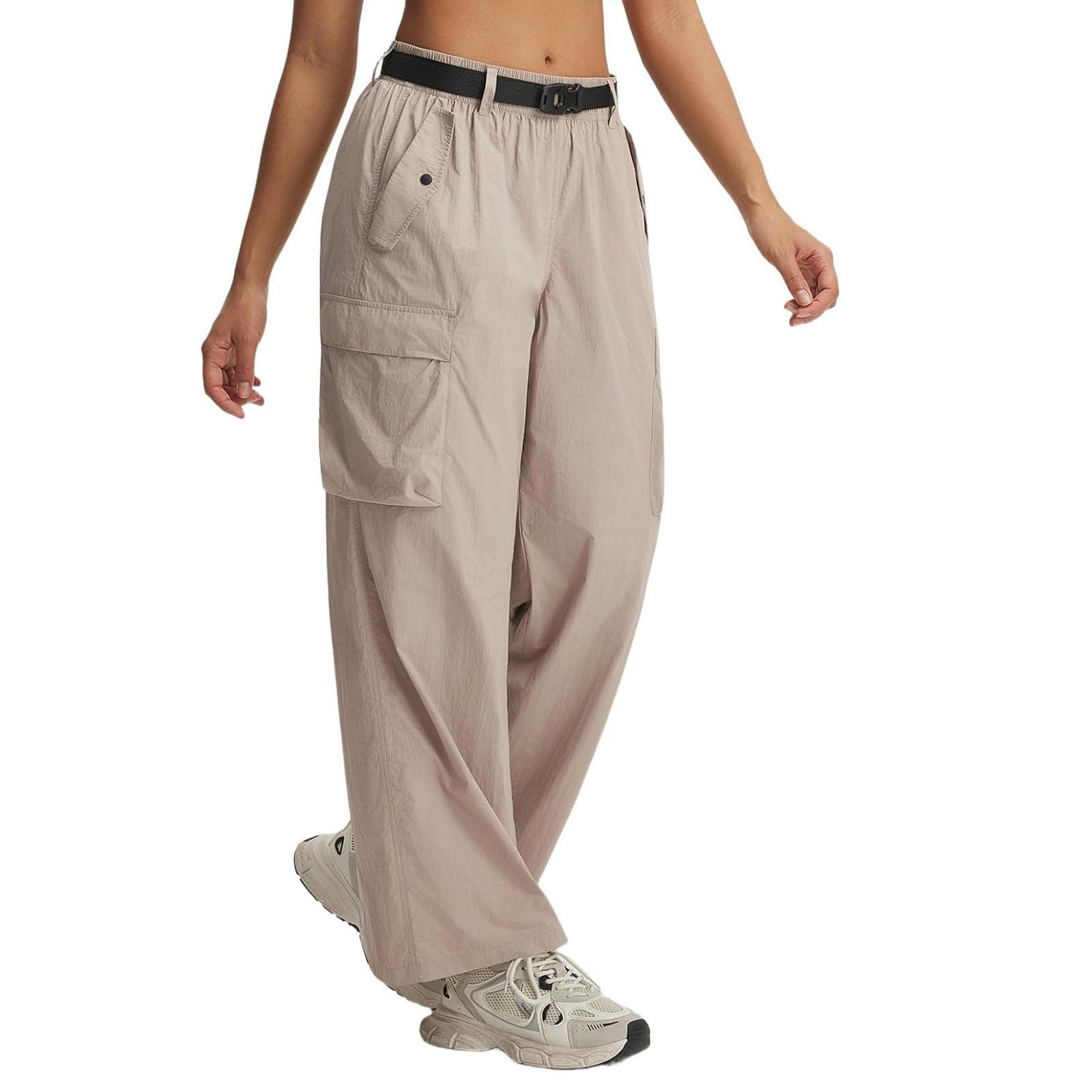 

Women Elastic High Waist Pant Casual Fit Wide Leg Long Pants Trousers With Pockets XL білий