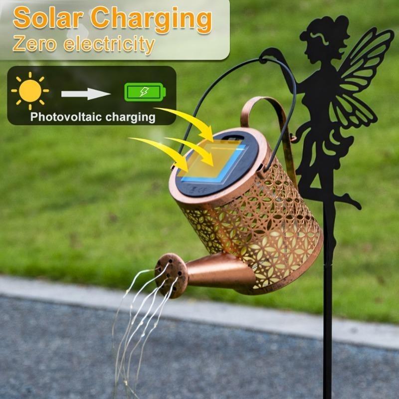 Solarbetriebene Lichterkette für Gießkannen im Vintage-Stil aus Metall, ideal für Garten und Terrasse, Weihnachtsdekoration, wasserdicht, zum Aufhängen, für Villa und Hof