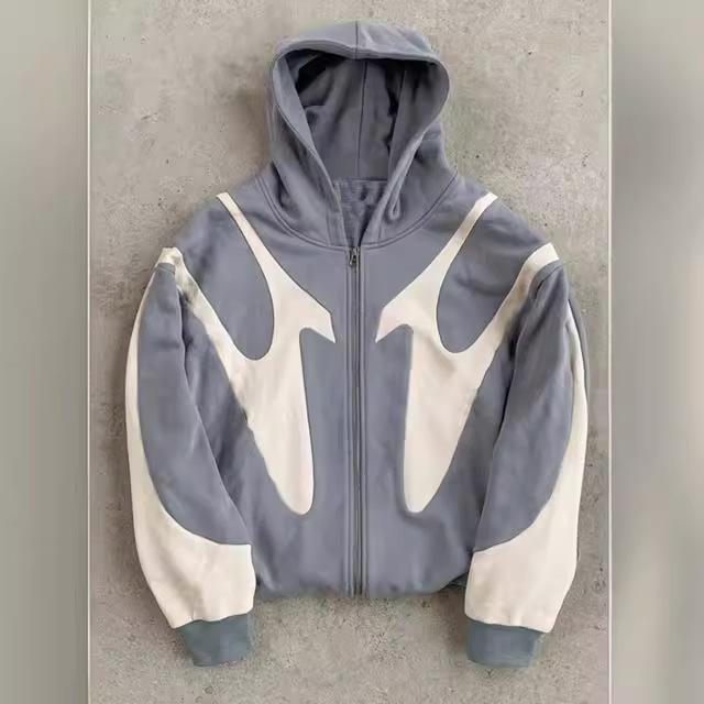 Amerykańska Bluza z Kapturem z Nadrukiem Litery Retro Wzór Diabła Y2k Harajuku Casual Para Rozpinane Bluzy Bluza Moda Odzież Męska