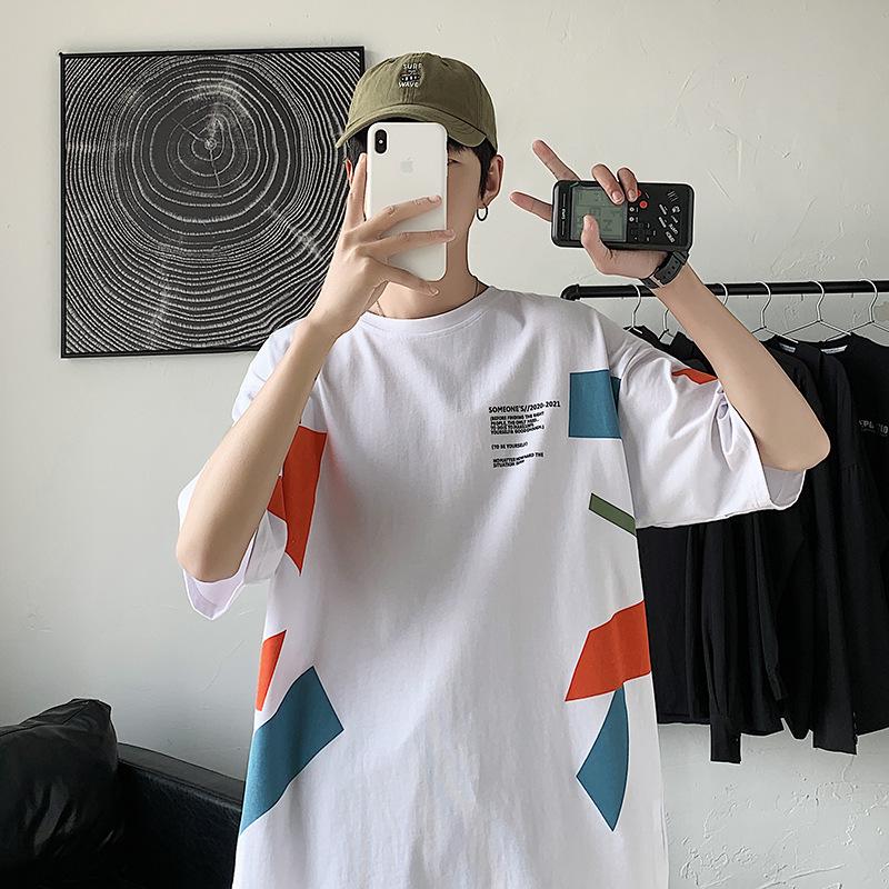 Hong Kong Style Men's Loose Short-Sleeved Harajuku Print T-shirt – Trendy, Versatile Casual Wear