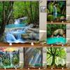 3d Printing Green Forest Waterfall Shower Curtains Waterproof Bathroom Curtain with Hooks Bath Curtain Polyester Fabric