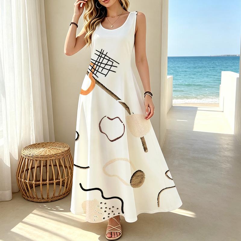 Women's Long Sleeveless Tank Dress,Beach Vacation Summer Outfit,Loose Fit Soft Fabric,Fashionable & Versatile for Daily Casual Wear