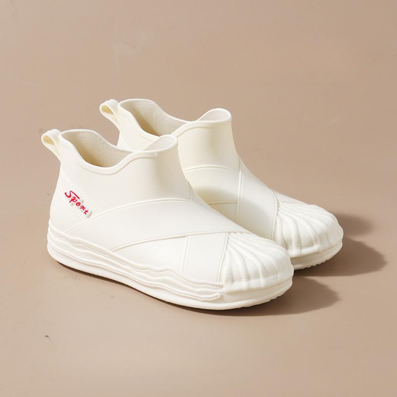 

Женская дождевая обувь Модная уличная водонепроницаемая садовая обувь Противоскользящие резиновые сапоги Уютная мягкая подошва Женские короткие сапоги 36 белый