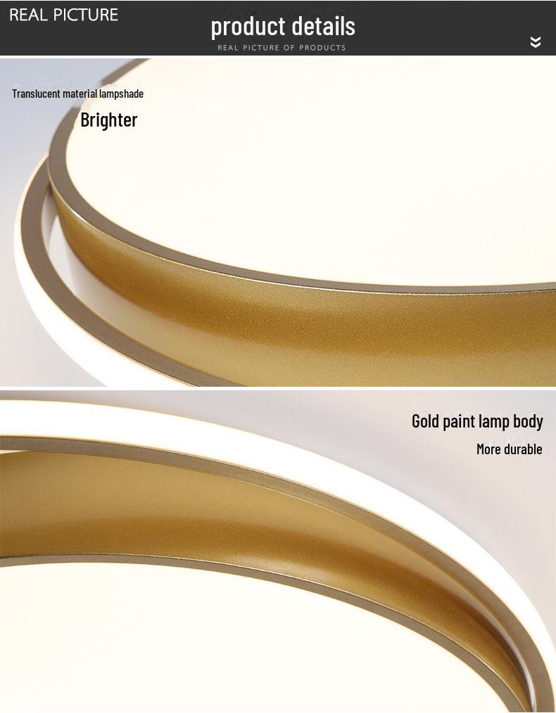 Gold Rectangular Ceiling Lamp Set for Living and Bedrooms