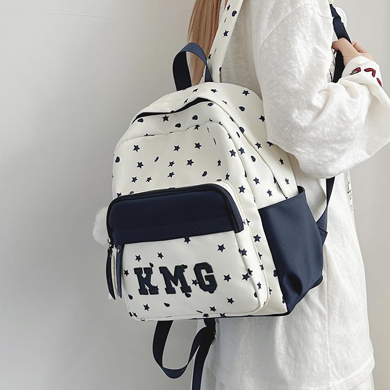 Children's Small Backpack Color Block Stars Print Student Schoolbag