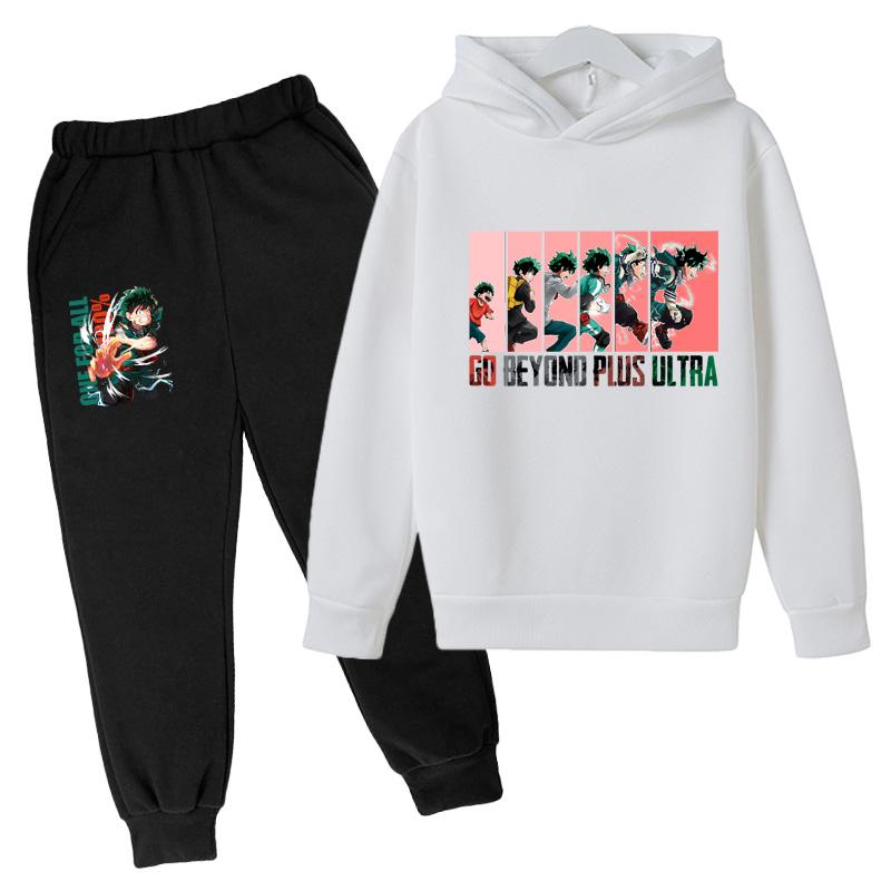 Japanese My Hero Academia Suit Graphic Long Sleeve Hoodies+pant Anime Funny Bakugou Katsuki Harajuku Fashion Sudadera Sweatshirt