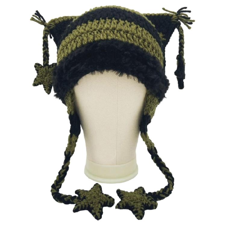 Cartoon Kitten Hat Skiing Photo Props Halloween Thick Hat Adults Kids