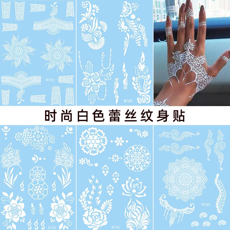 White Lace Tattoo Sticker South East Asia Festival White Henna Tattoo