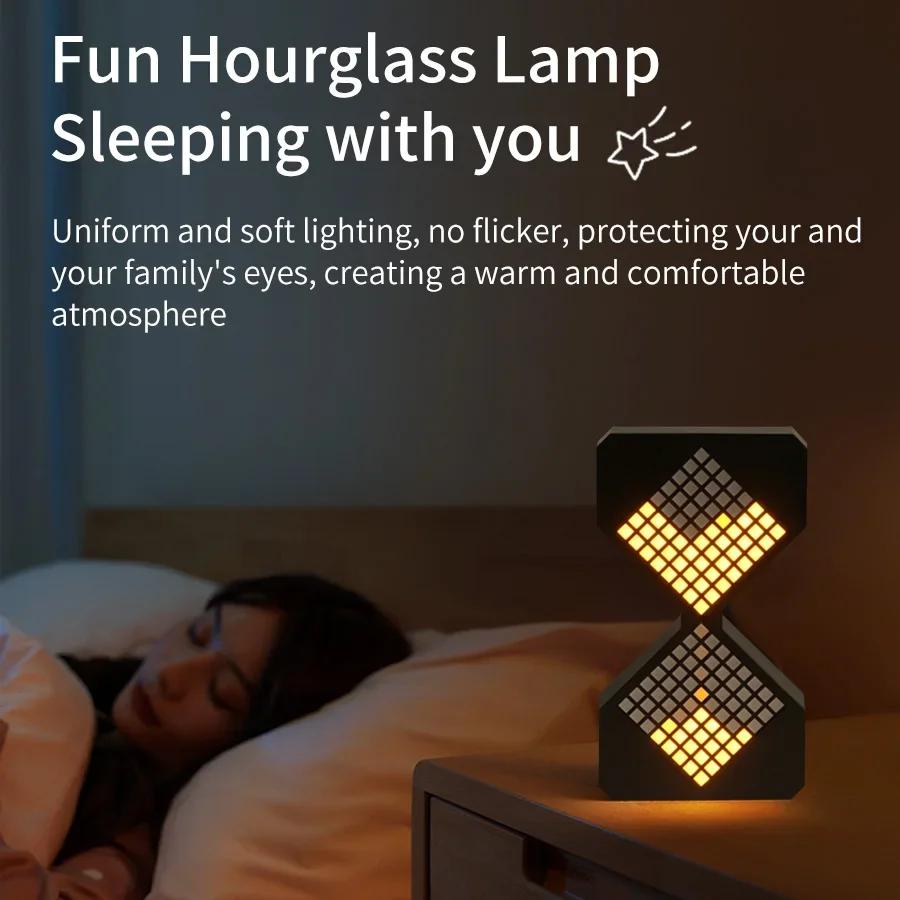 Creative 3D Hourglass LED Night Light with Electronic Timer Type-C Rechargeable Ambient Light for Bedroom Home Office Desk Decor