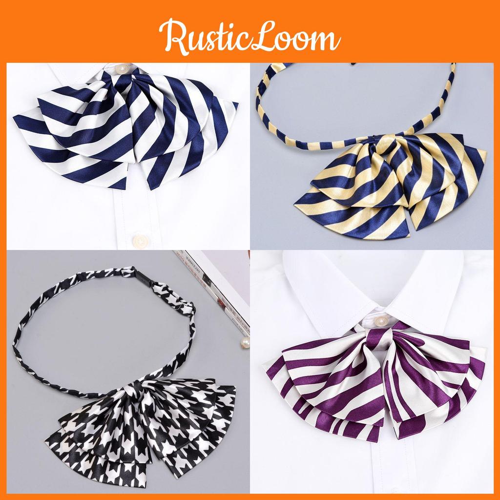 Gravata borboleta profissional feminina de camada dupla com fecho de botão para uniformes de escritório