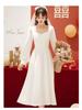 White Certificate Registration Dress Can Be Worn Daily, Celebrity Temperament Light Luxury Niche High-end Autumn Engagement Dress
