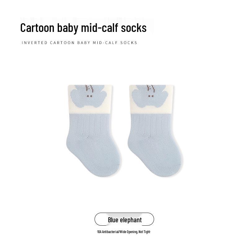 Combed Cotton Cartoon Baby Mid-Calf Socks: Spring/Summer, Loose Cuff, A-Class for Infants and Toddlers M 1-3 Years