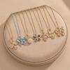 Women's Japanese Korean Style Colorful Butterfly Pendant Diamond Clavicle Necklace