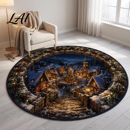 Christmas Gift for Family 3D Rug Optical Illusion Area Floor Mat Santa Claus Reindeer Bedroom Tree Pad Nutcracker Decorative Welcome Doormat Living