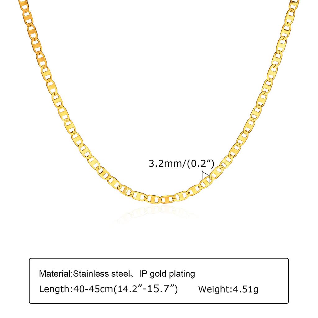 Edelstahl Gliederkette Halskette für Damen, Einfache 18 Karat Vergoldete Dünne Halskette, Minimalistischer Wasserdichter Schmuck