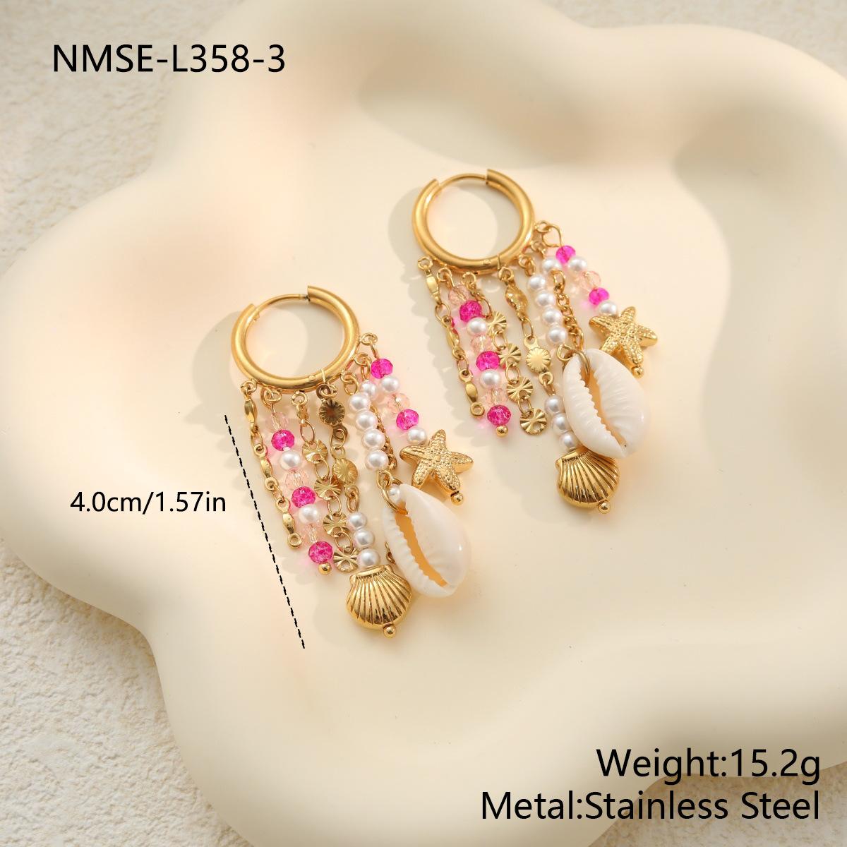 GEMCHIC Women s Stainless Steel Ocean Pearl Shell Tassel Earrings Fashion Geometric Design