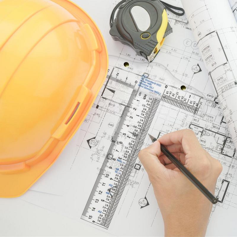 T Square Ruler Clear Acrylic T Shape Ruler Clear Transparent In Both Inches and Metric Measurements Straight Ruler Tool